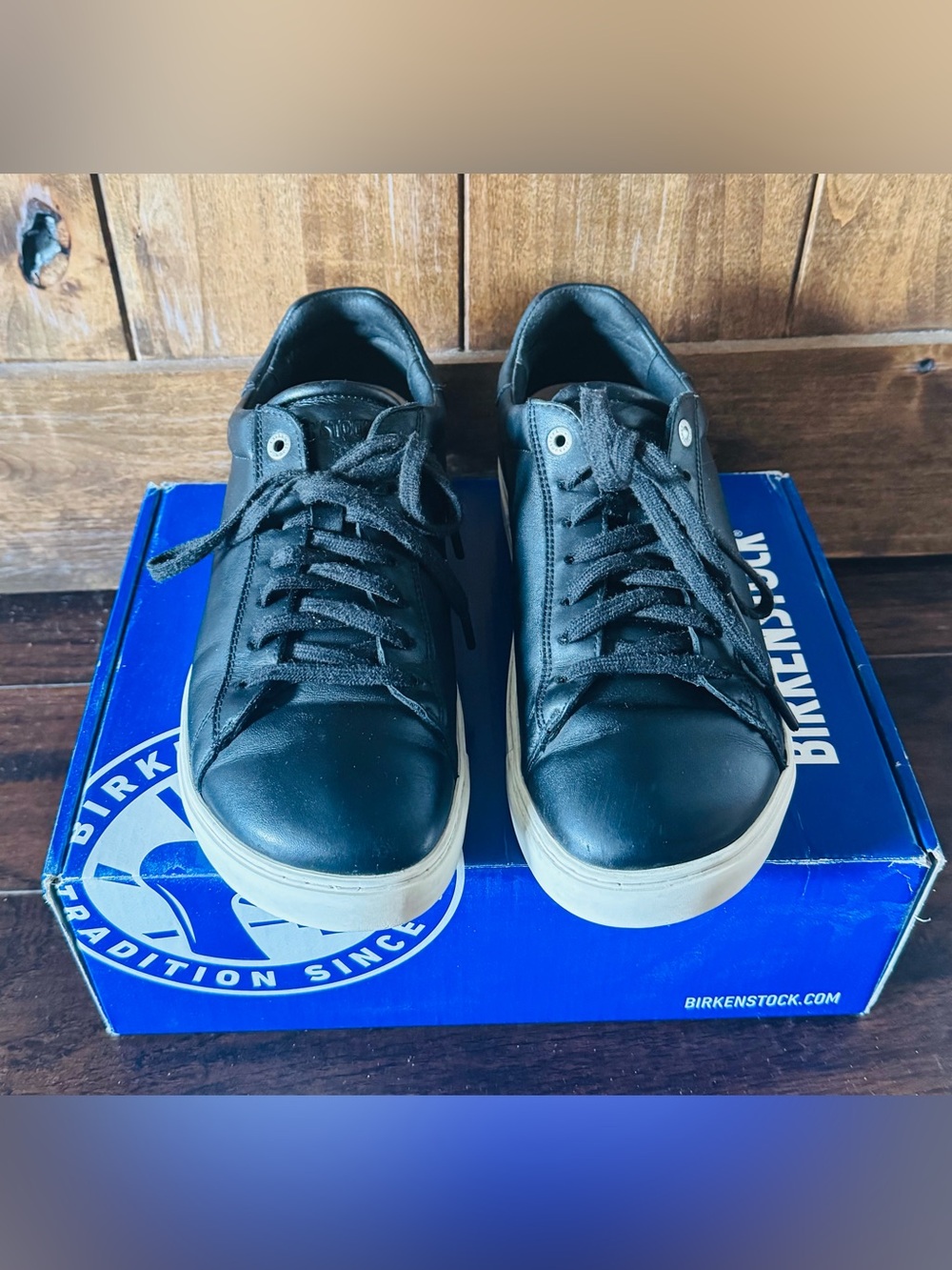 Birkenstock Black Leather Women’s Sneakers with White Soles